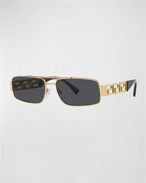 Versace Men's La Greca Rectangle Sunglasses.